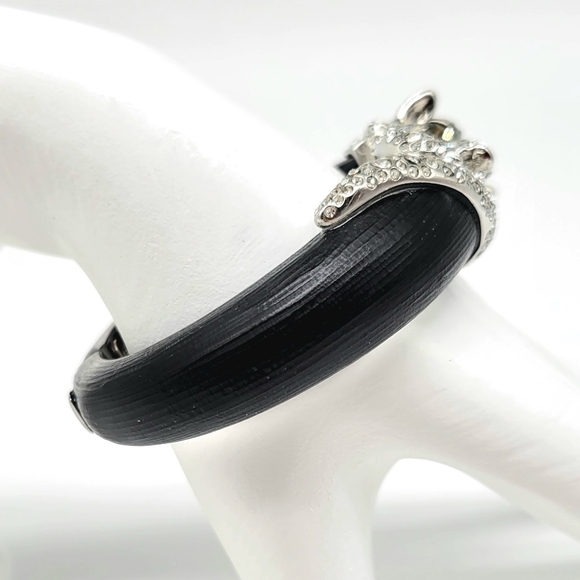 Alexis Bittar Diamond Swarovski Crystal Fox Hinged Bangle with Black Lucite - Picture 11 of 14